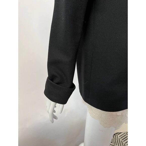 Vintage Womens Jacket Coat Black Button Up Collar Textured Long Sleeve L - Picture 7 of 12